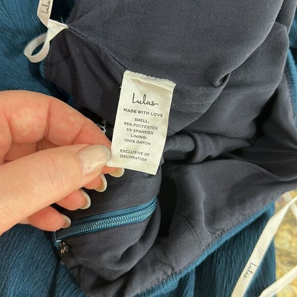 Lulus Blissful Season Teal Tie-Back Cutout Wide-Leg Jumpsuit Size L - Picture 9 of 13